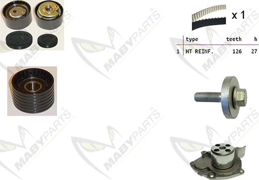 Mabyparts OBKWP0161 - Ūdenssūknis + Zobsiksnas komplekts ps1.lv