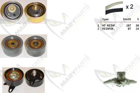 Mabyparts OBKWP0168 - Ūdenssūknis + Zobsiksnas komplekts ps1.lv