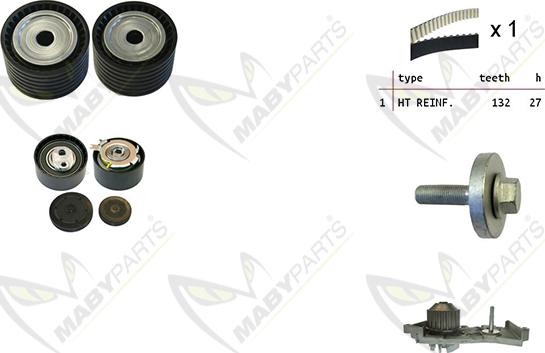 Mabyparts OBKWP0162 - Ūdenssūknis + Zobsiksnas komplekts ps1.lv