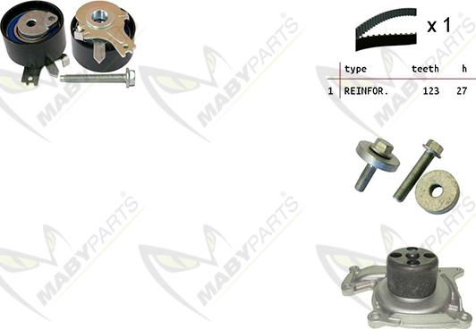 Mabyparts OBKWP0109 - Ūdenssūknis + Zobsiksnas komplekts ps1.lv