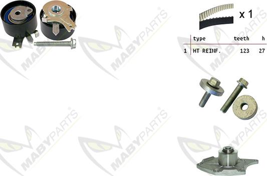 Mabyparts OBKWP0104 - Ūdenssūknis + Zobsiksnas komplekts ps1.lv