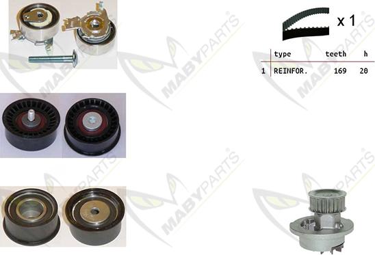 Mabyparts OBKWP0105 - Ūdenssūknis + Zobsiksnas komplekts ps1.lv