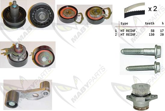 Mabyparts OBKWP0101 - Ūdenssūknis + Zobsiksnas komplekts ps1.lv