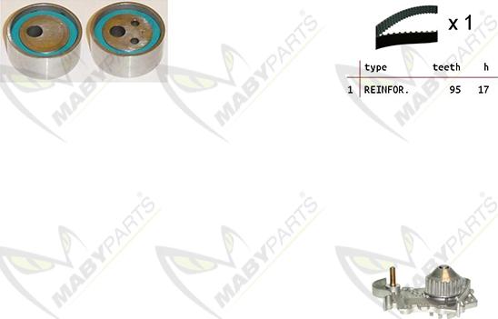 Mabyparts OBKWP0108 - Ūdenssūknis + Zobsiksnas komplekts ps1.lv