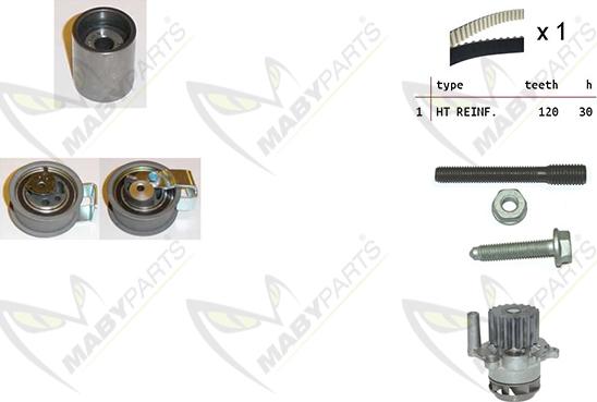 Mabyparts OBKWP0102 - Ūdenssūknis + Zobsiksnas komplekts ps1.lv