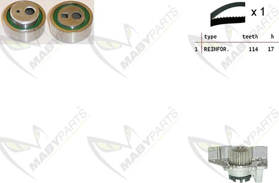 Mabyparts OBKWP0115 - Ūdenssūknis + Zobsiksnas komplekts ps1.lv