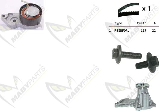 Mabyparts OBKWP0111 - Ūdenssūknis + Zobsiksnas komplekts ps1.lv