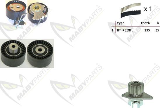 Mabyparts OBKWP0117 - Ūdenssūknis + Zobsiksnas komplekts ps1.lv