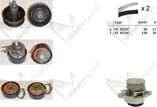 Mabyparts OBKWP0138 - Ūdenssūknis + Zobsiksnas komplekts ps1.lv