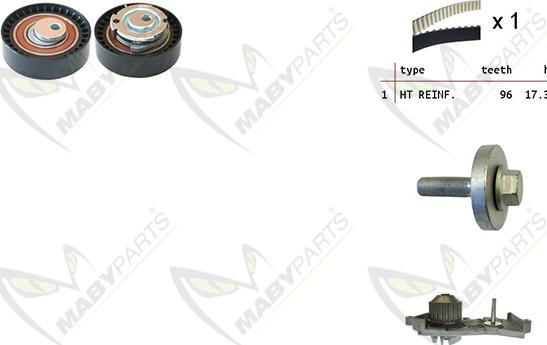 Mabyparts OBKWP0129 - Ūdenssūknis + Zobsiksnas komplekts ps1.lv