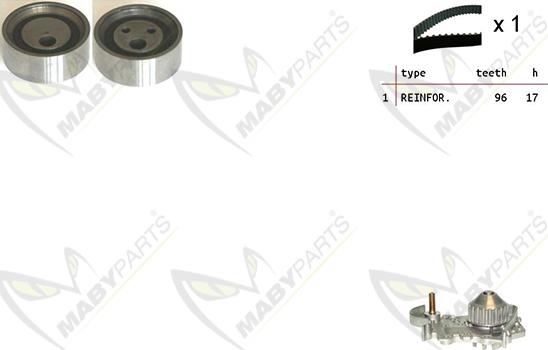 Mabyparts OBKWP0125 - Ūdenssūknis + Zobsiksnas komplekts ps1.lv