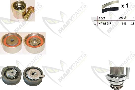 Mabyparts OBKWP0121 - Ūdenssūknis + Zobsiksnas komplekts ps1.lv