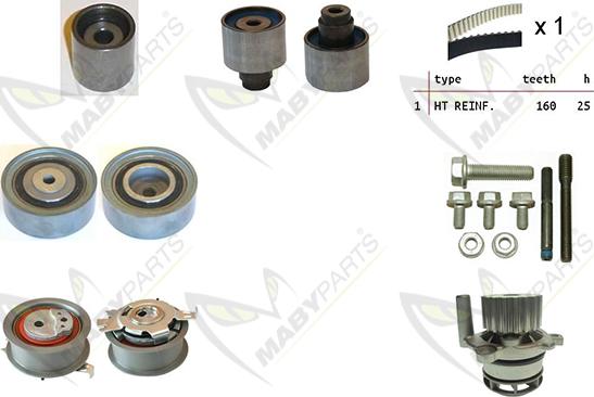 Mabyparts OBKWP0128 - Ūdenssūknis + Zobsiksnas komplekts ps1.lv