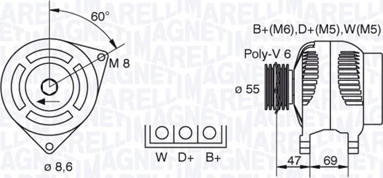 Magneti Marelli 063341345010 - Ģenerators ps1.lv