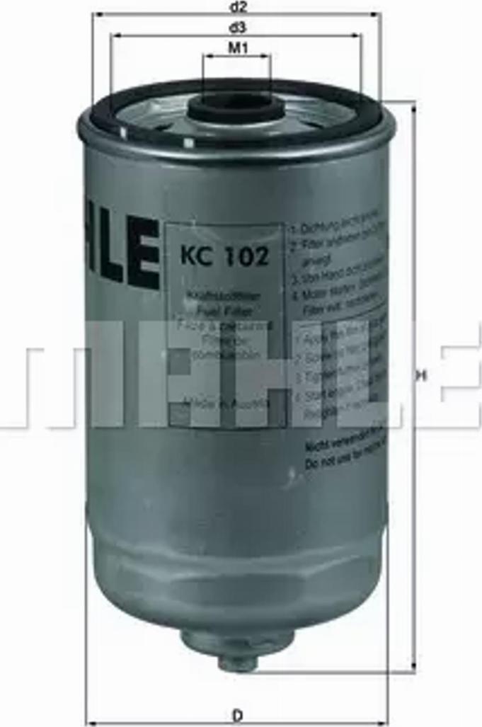 MAHLE KC 102 - Degvielas filtrs ps1.lv