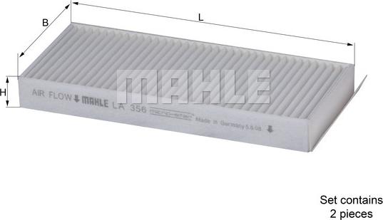 MAHLE LA 356/S - Filtrs, Salona telpas gaiss ps1.lv