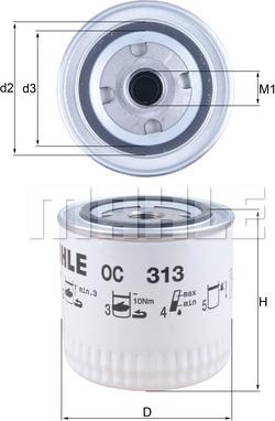 MAHLE OC 313 - Eļļas filtrs ps1.lv