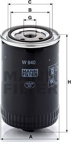 Mann-Filter W 940 (10) - Eļļas filtrs ps1.lv