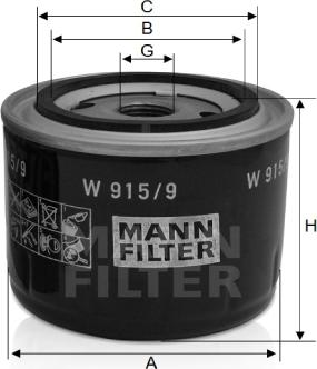 Mann-Filter W 915/9 - Eļļas filtrs ps1.lv