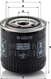 Mann-Filter W 920/45 - Eļļas filtrs ps1.lv