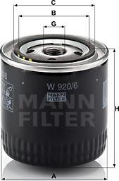 Mann-Filter W 920/6 - Eļļas filtrs ps1.lv