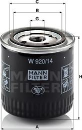 Mann-Filter W 920/14 - Eļļas filtrs ps1.lv