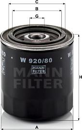 Mann-Filter W 920/80 - Eļļas filtrs ps1.lv