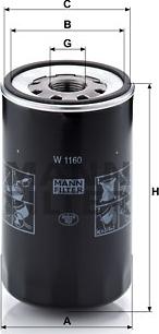 Mann-Filter W 1160 - Eļļas filtrs ps1.lv