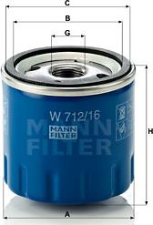 Mann-Filter W 712/16 - Eļļas filtrs ps1.lv