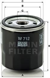 Mann-Filter W 712 - Eļļas filtrs ps1.lv
