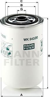 Mann-Filter WK 940/20 - Degvielas filtrs ps1.lv