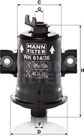 Mann-Filter WK 614/36 x - Degvielas filtrs ps1.lv