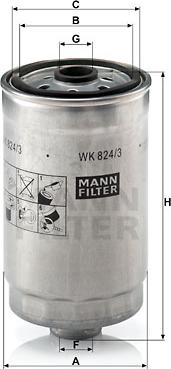 Mann-Filter WK 824/3 - Degvielas filtrs ps1.lv