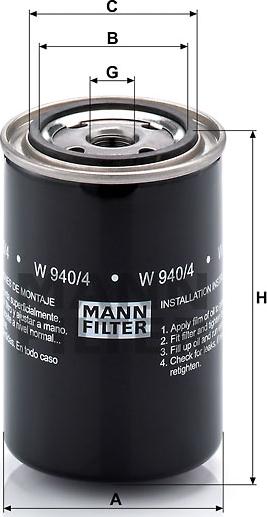 Mann-Filter WP 940/4 - Eļļas filtrs ps1.lv