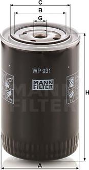 Mann-Filter WP 931 - Eļļas filtrs ps1.lv