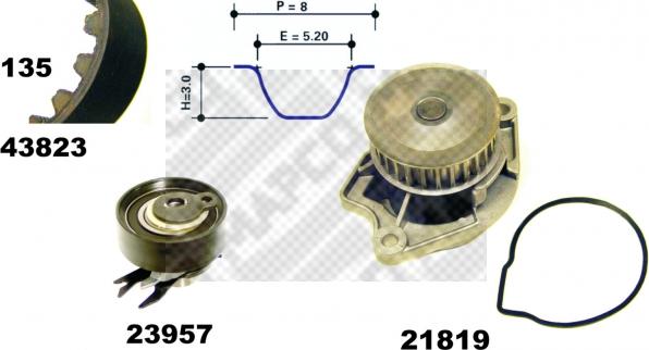 Mapco 41823/1 - Ūdenssūknis + Zobsiksnas komplekts ps1.lv