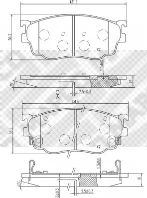 Mapco 6743 - Bremžu uzliku kompl., Disku bremzes ps1.lv