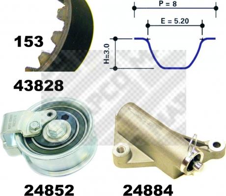 Mapco 23908 - Zobsiksnas komplekts ps1.lv