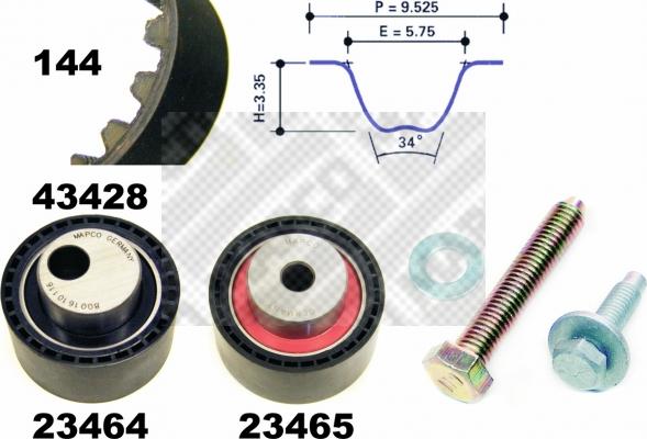 Mapco 23428 - Zobsiksnas komplekts ps1.lv