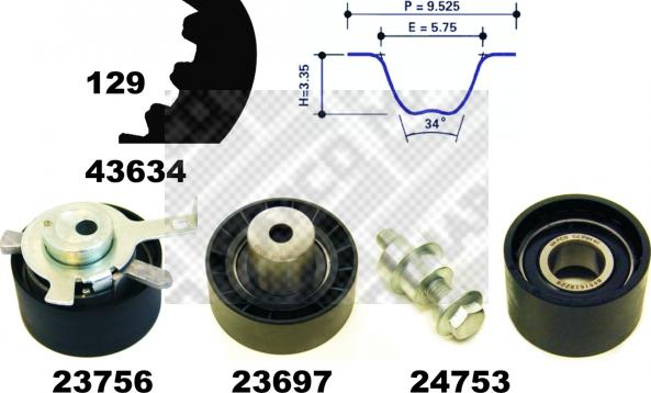 Mapco 23608 - Zobsiksnas komplekts ps1.lv