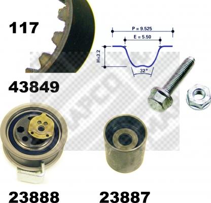 Mapco 23849 - Zobsiksnas komplekts ps1.lv