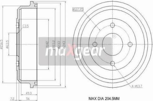 Maxgear 19-1036 - Bremžu trumulis ps1.lv