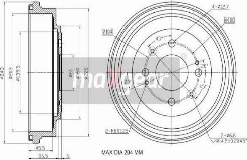 Maxgear 19-3192 - Bremžu trumulis ps1.lv