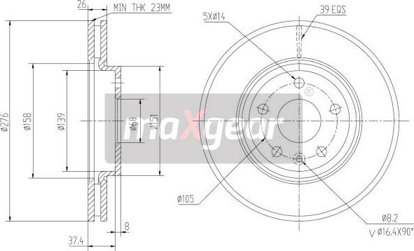 Maxgear 19-2334 - Bremžu diski ps1.lv