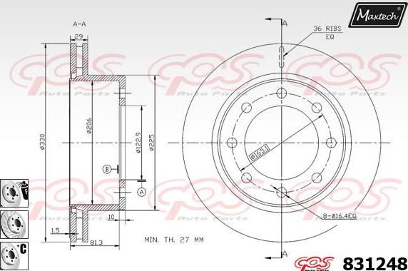 Maxtech 827022 - Bremžu diski ps1.lv