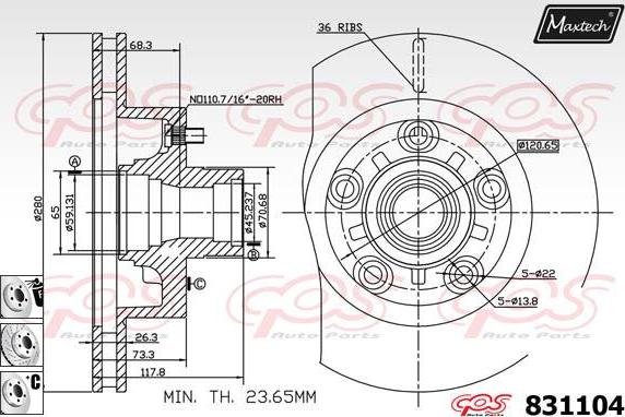 Maxtech 855094 - Bremžu diski ps1.lv