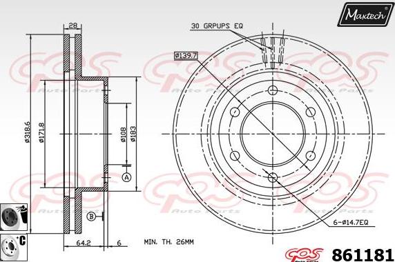 Maxtech 6254000 - Bremžu suports ps1.lv