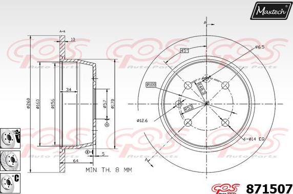 Maxtech 70180438 - Blīve, Bremžu suporta virzulītis ps1.lv