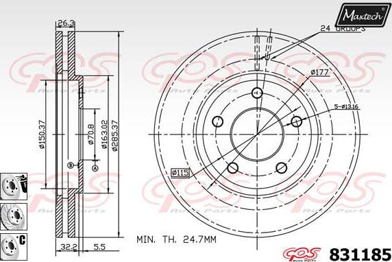 Maxtech 70180418 - Blīve, Bremžu suporta virzulītis ps1.lv