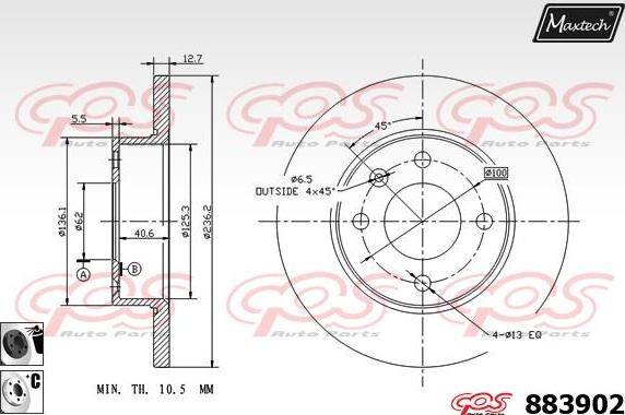 Maxtech 6261021 - Bremžu suports ps1.lv